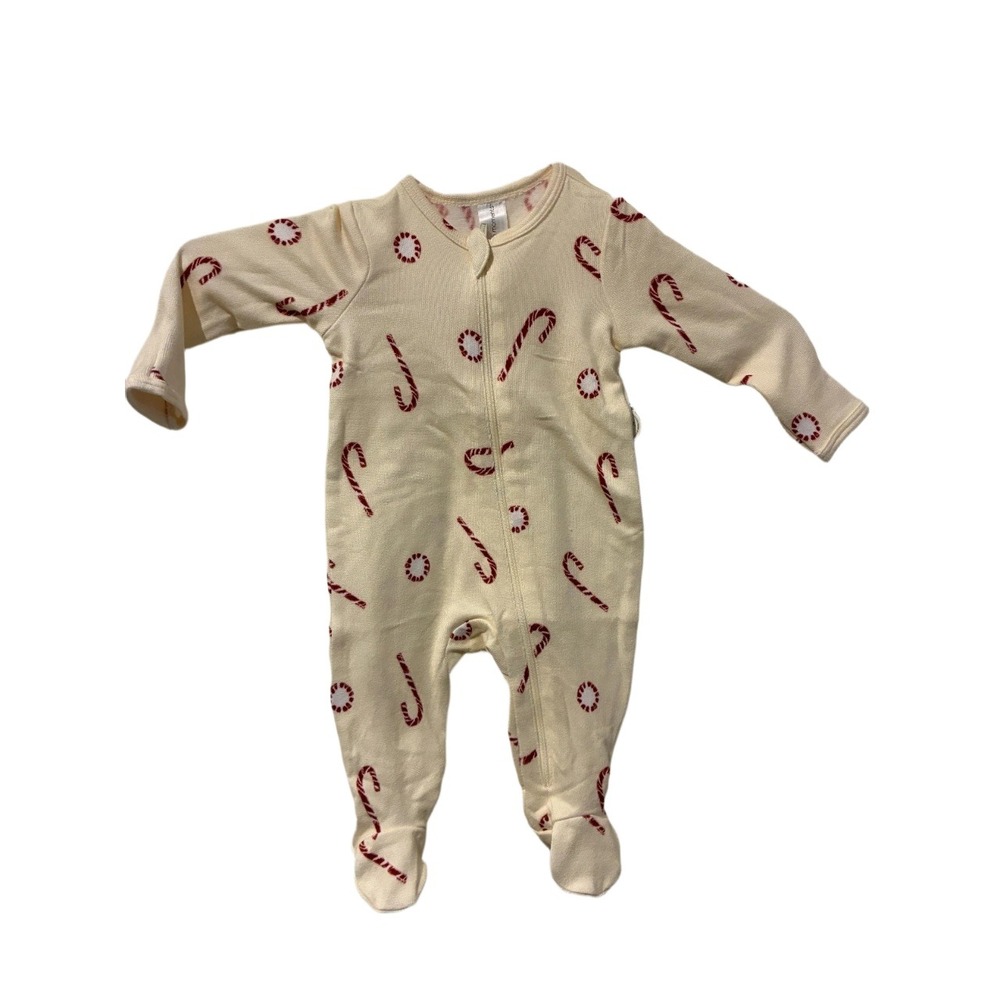 Modern Moments by Gerber Baby Candy Cane Footed Sleeper Winter‎ White 0-3M NWT